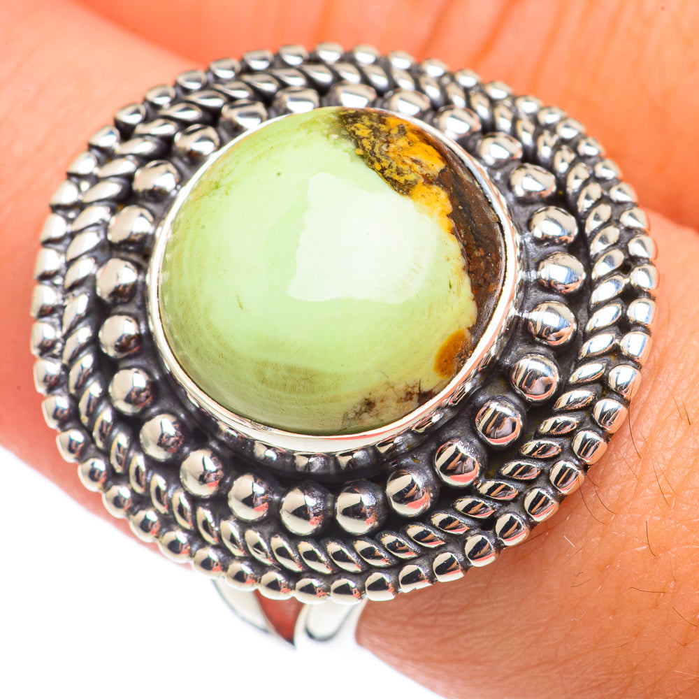 Lemon Chrysoprase Rings handcrafted by Ana Silver Co - RING69304