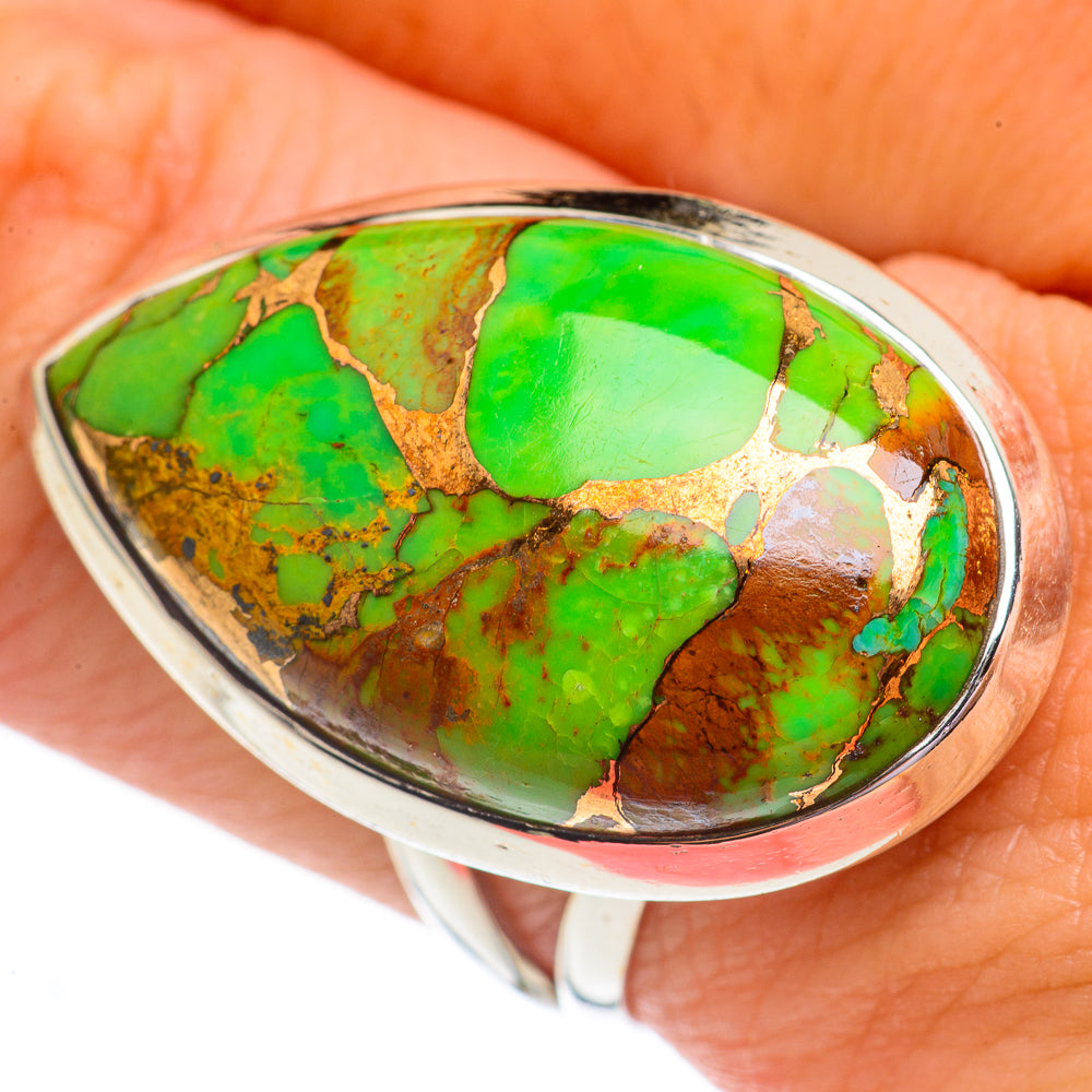 Green Copper Composite Turquoise Rings handcrafted by Ana Silver Co - RING69306