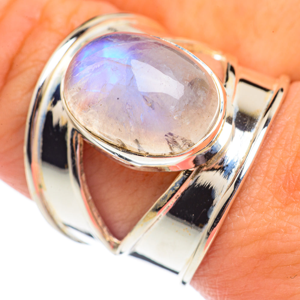 Rainbow Moonstone Rings handcrafted by Ana Silver Co - RING69331