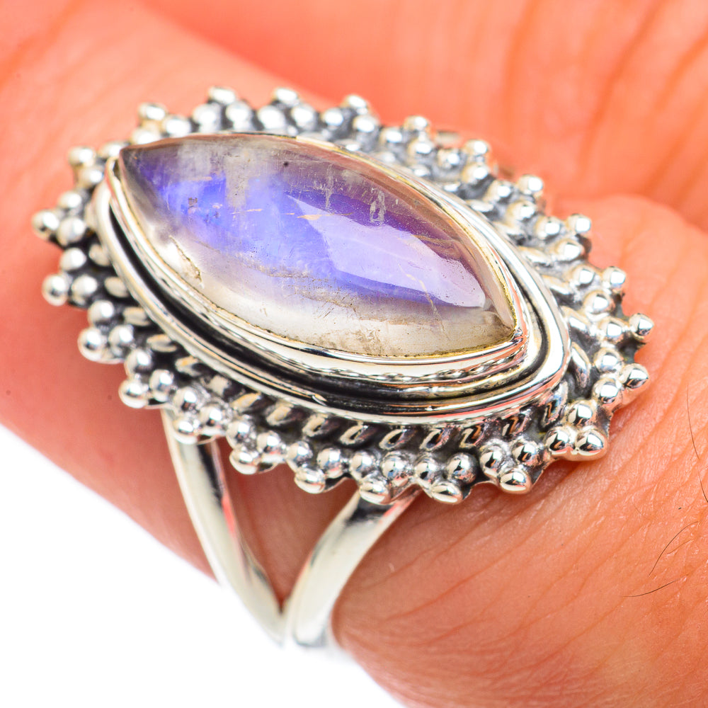Rainbow Moonstone Rings handcrafted by Ana Silver Co - RING69333