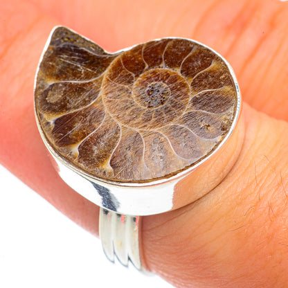 Ammonite Fossil Rings handcrafted by Ana Silver Co - RING69348
