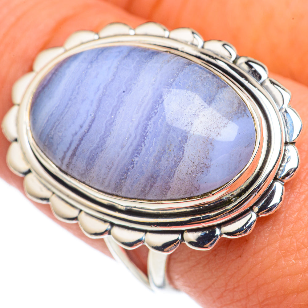 Blue Lace Agate Rings handcrafted by Ana Silver Co - RING69368