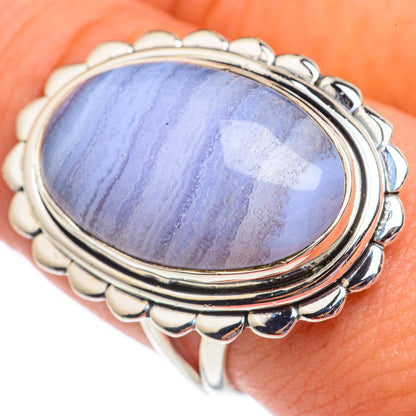 Blue Lace Agate Rings handcrafted by Ana Silver Co - RING69368