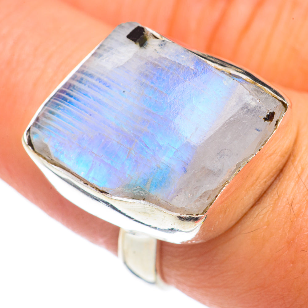 Rainbow Moonstone Rings handcrafted by Ana Silver Co - RING69369