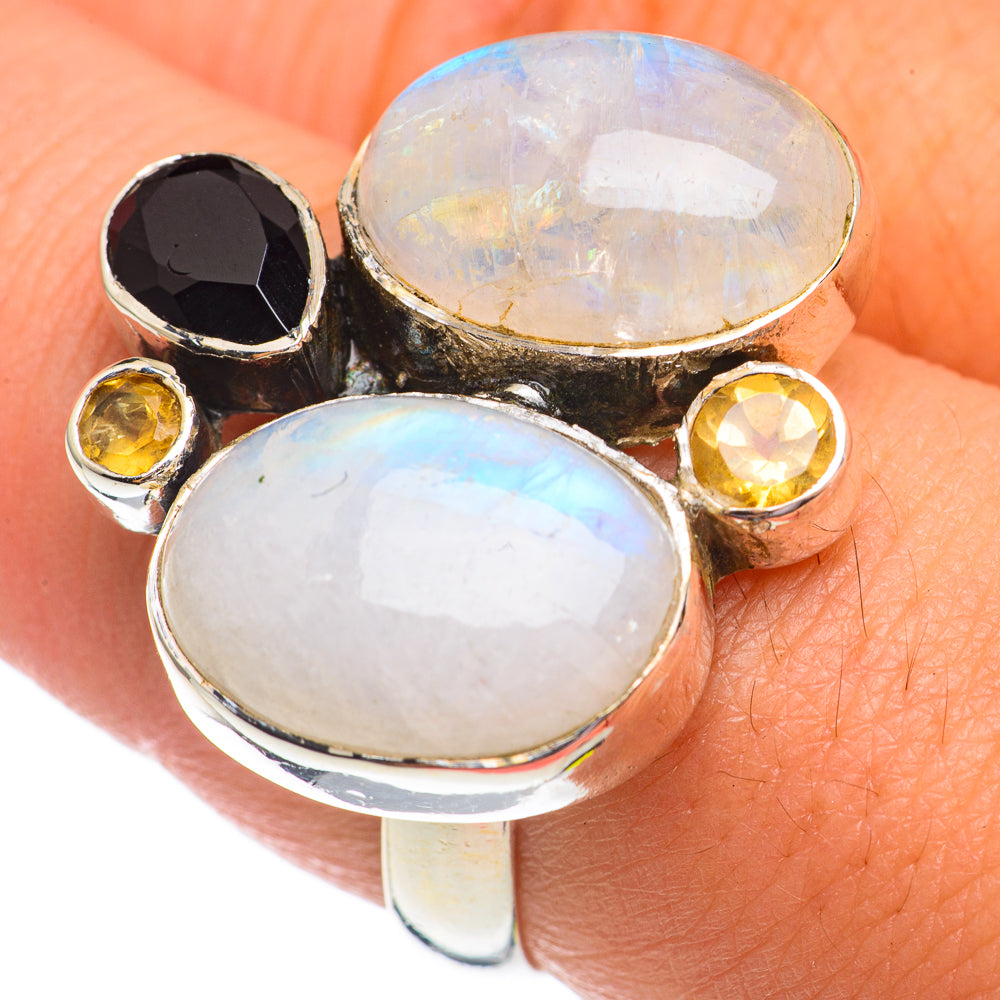 Rainbow Moonstone Rings handcrafted by Ana Silver Co - RING69370