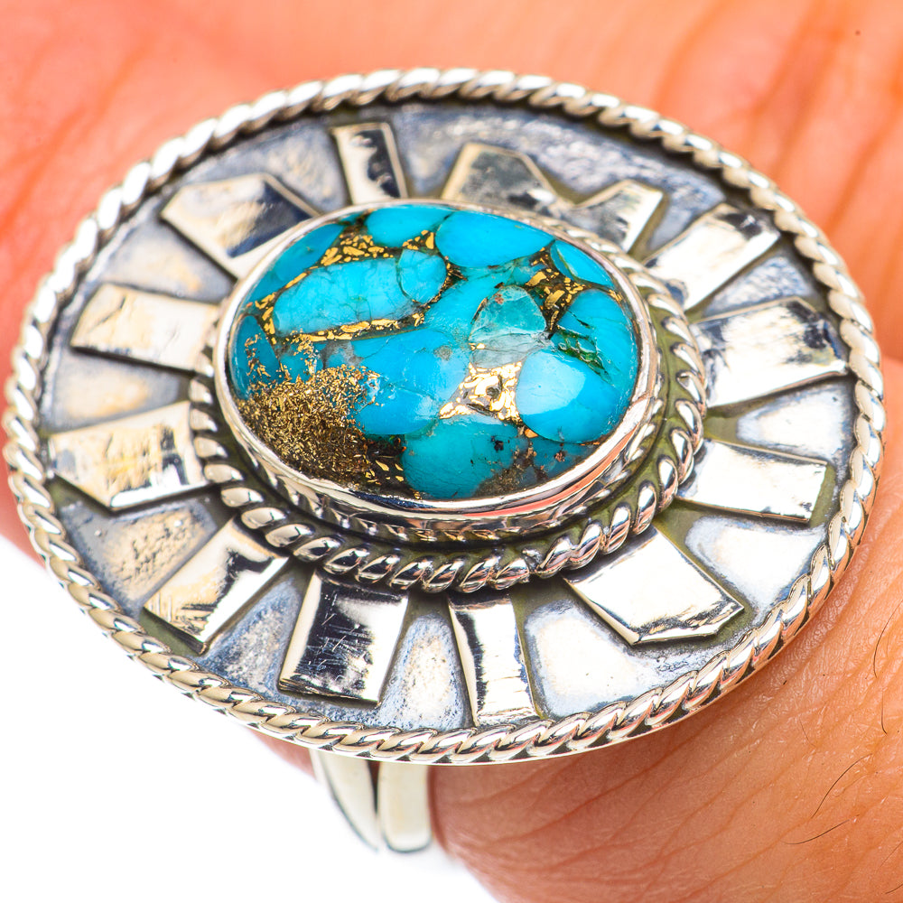 Blue Copper Composite Turquoise Rings handcrafted by Ana Silver Co - RING69380