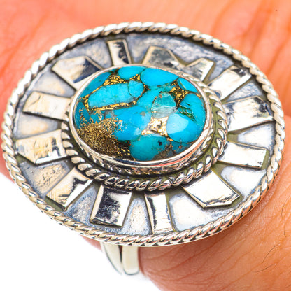 Blue Copper Composite Turquoise Rings handcrafted by Ana Silver Co - RING69380