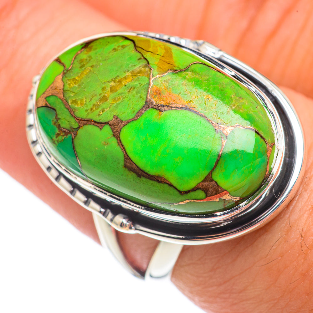 Green Copper Composite Turquoise Rings handcrafted by Ana Silver Co - RING69384