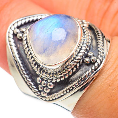 Rainbow Moonstone Rings handcrafted by Ana Silver Co - RING69404