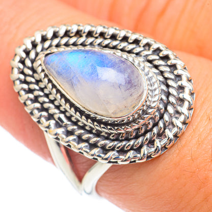 Rainbow Moonstone Rings handcrafted by Ana Silver Co - RING69405
