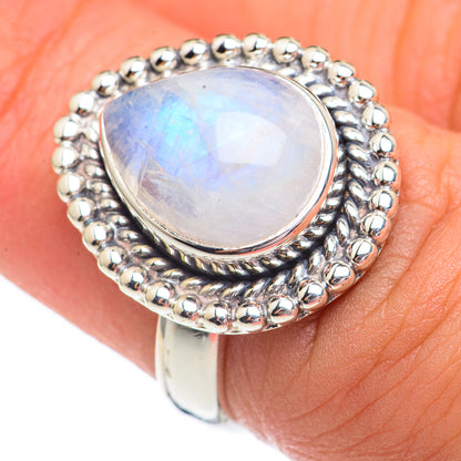 Rainbow Moonstone Rings handcrafted by Ana Silver Co - RING69406