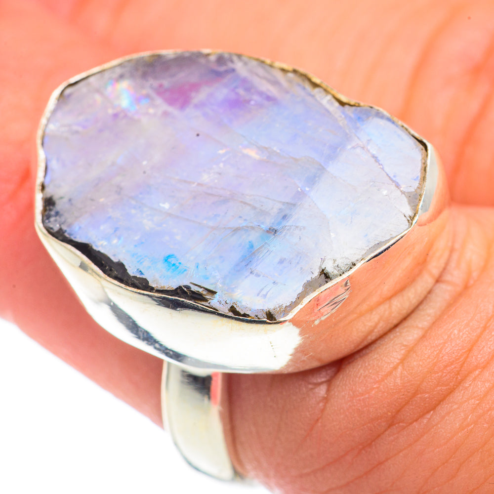 Rainbow Moonstone Rings handcrafted by Ana Silver Co - RING69408
