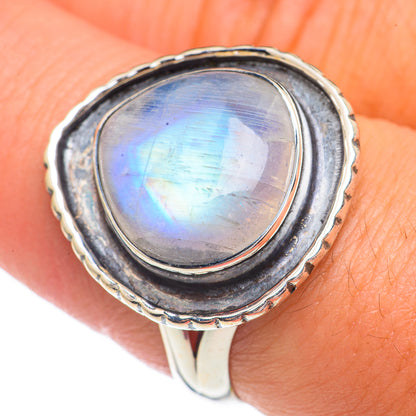 Rainbow Moonstone Rings handcrafted by Ana Silver Co - RING69409
