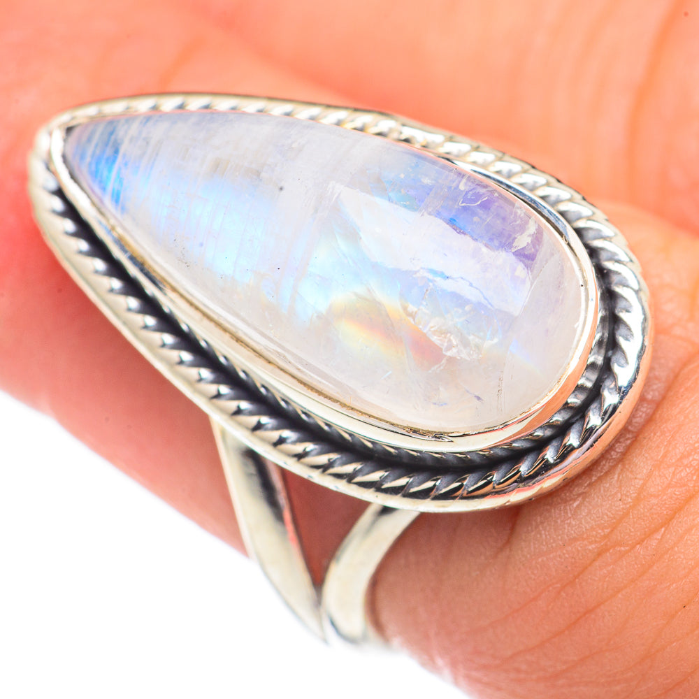 Rainbow Moonstone Rings handcrafted by Ana Silver Co - RING69442