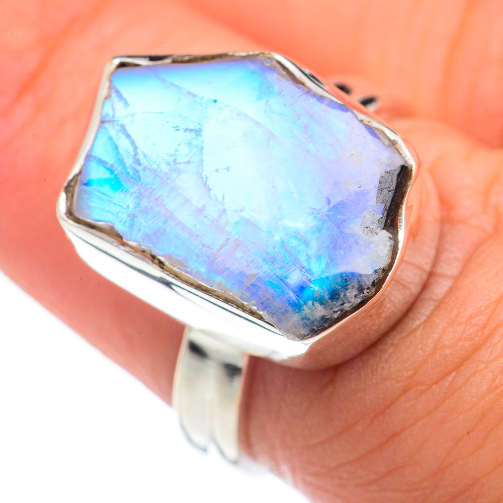 Rainbow Moonstone Rings handcrafted by Ana Silver Co - RING69443