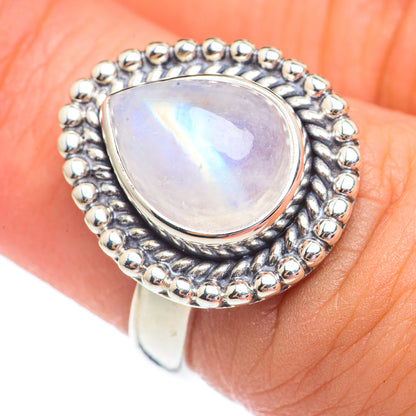 Rainbow Moonstone Rings handcrafted by Ana Silver Co - RING69444