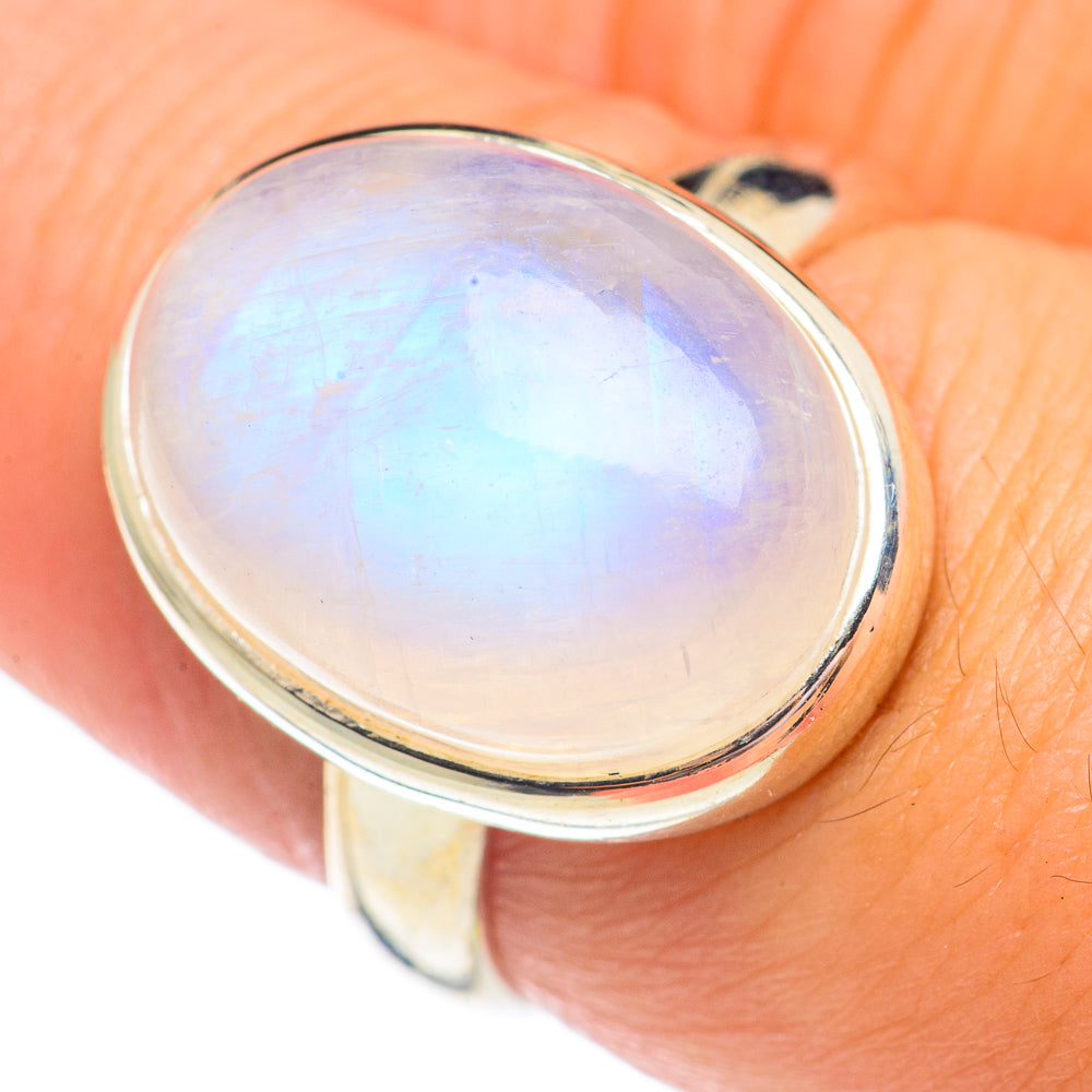 Rainbow Moonstone Rings handcrafted by Ana Silver Co - RING69445