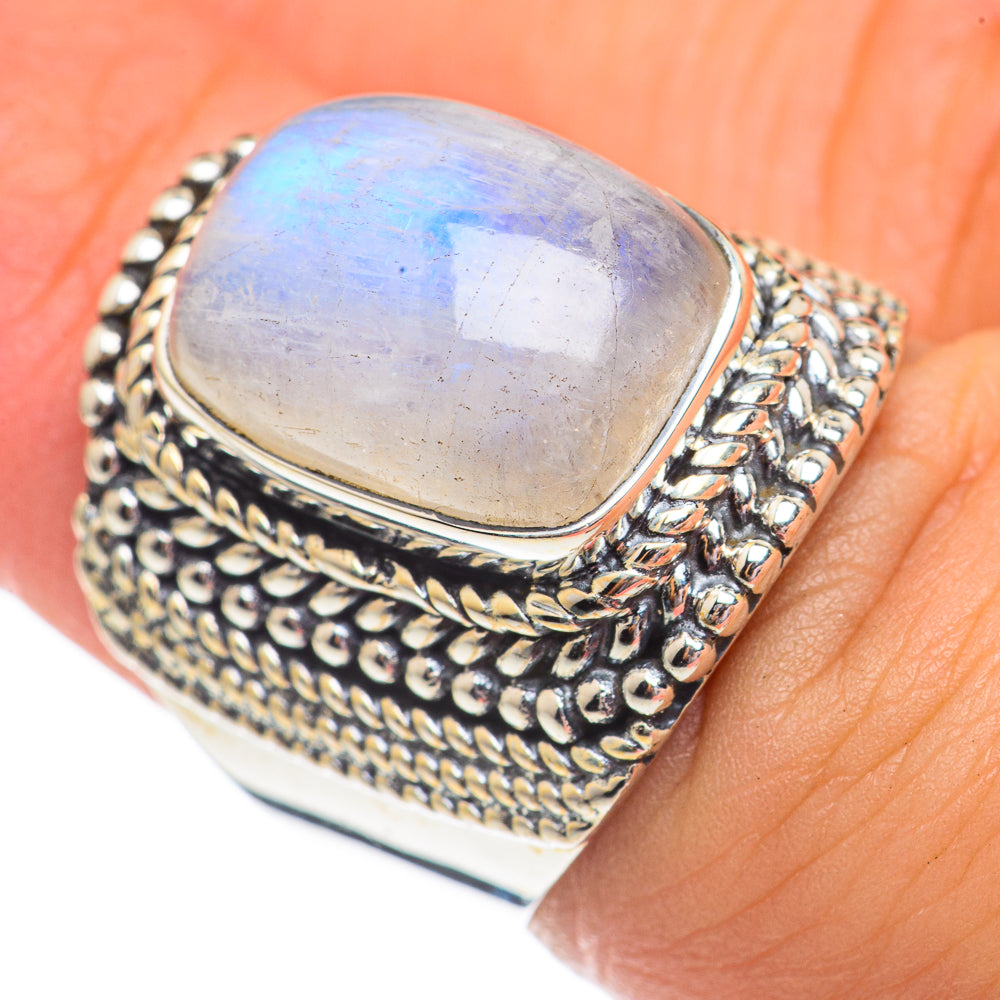 Rainbow Moonstone Rings handcrafted by Ana Silver Co - RING69446