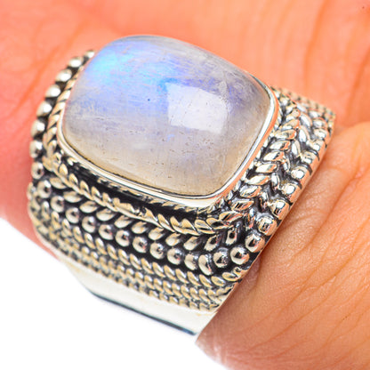 Rainbow Moonstone Rings handcrafted by Ana Silver Co - RING69446