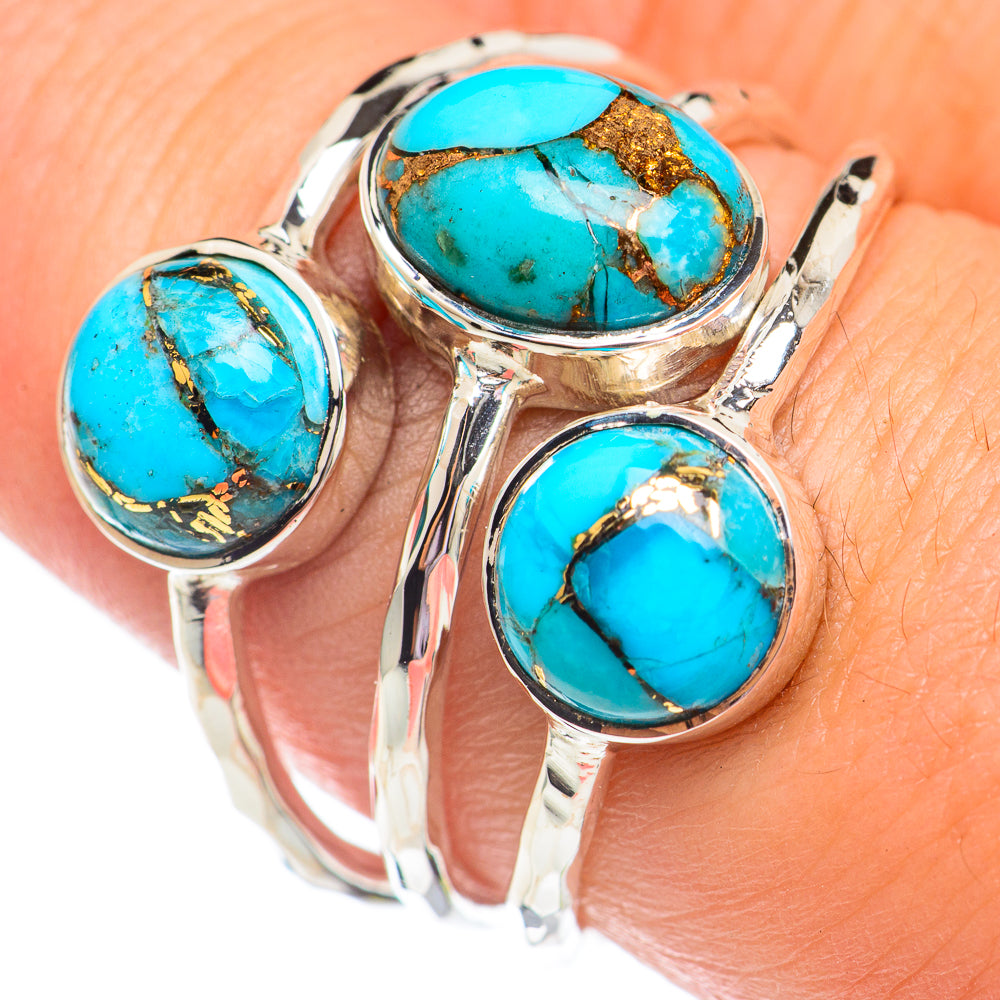 Blue Copper Composite Turquoise Rings handcrafted by Ana Silver Co - RING69451