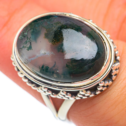 Green Moss Agate Rings handcrafted by Ana Silver Co - RING69455