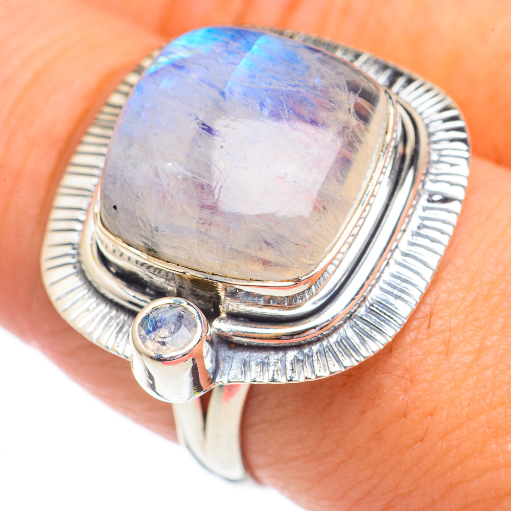 Rainbow Moonstone Rings handcrafted by Ana Silver Co - RING69479