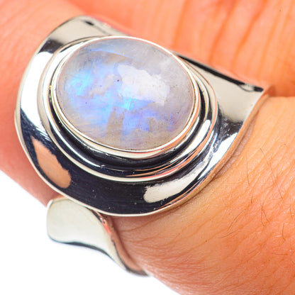 Rainbow Moonstone Rings handcrafted by Ana Silver Co - RING69480