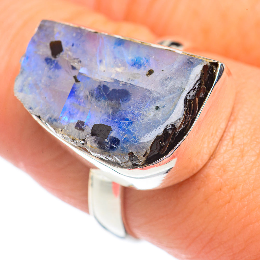 Rainbow Moonstone Rings handcrafted by Ana Silver Co - RING69481