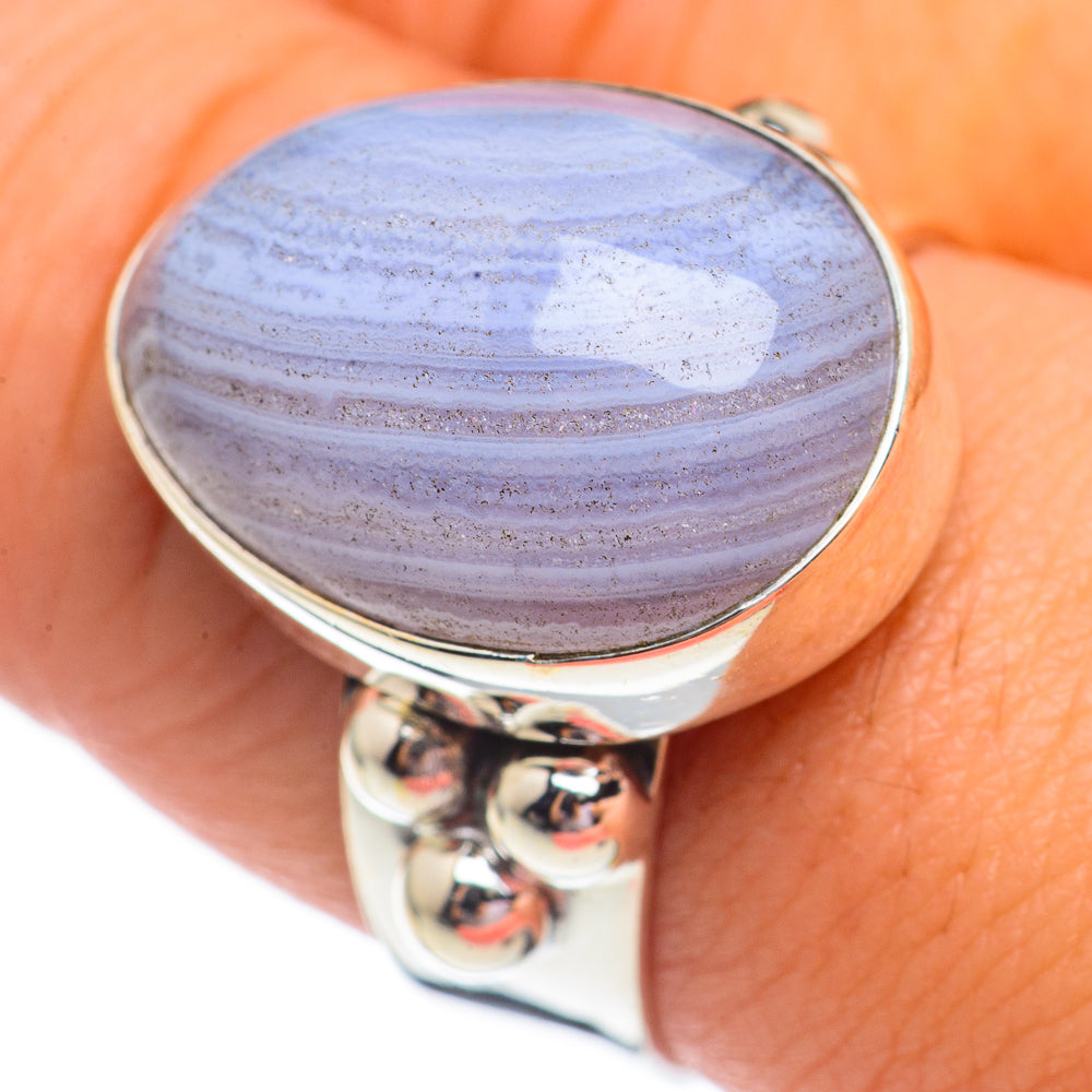 Blue Lace Agate Rings handcrafted by Ana Silver Co - RING69483