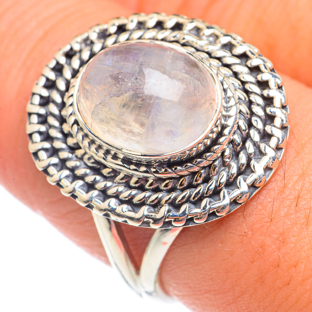 Rainbow Moonstone Rings handcrafted by Ana Silver Co - RING69511