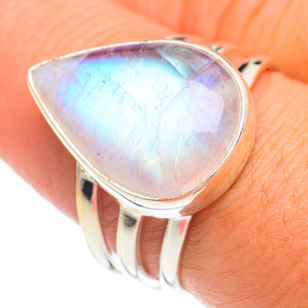 Rainbow Moonstone Rings handcrafted by Ana Silver Co - RING69512