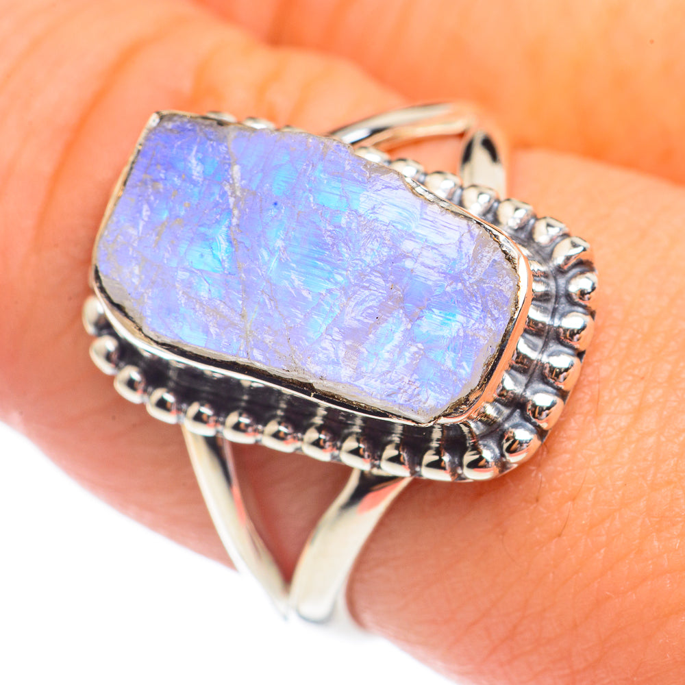 Rainbow Moonstone Rings handcrafted by Ana Silver Co - RING69514