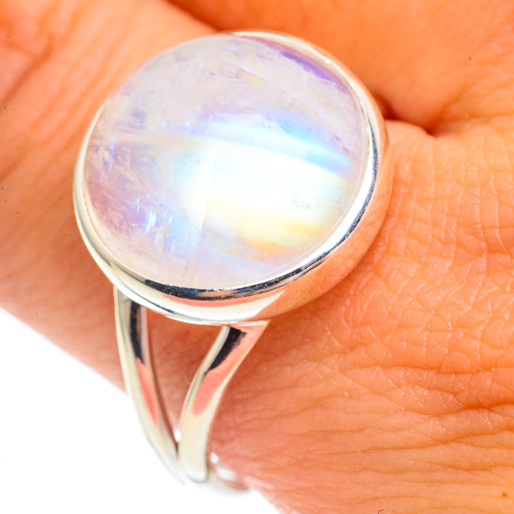Rainbow Moonstone Rings handcrafted by Ana Silver Co - RING69543