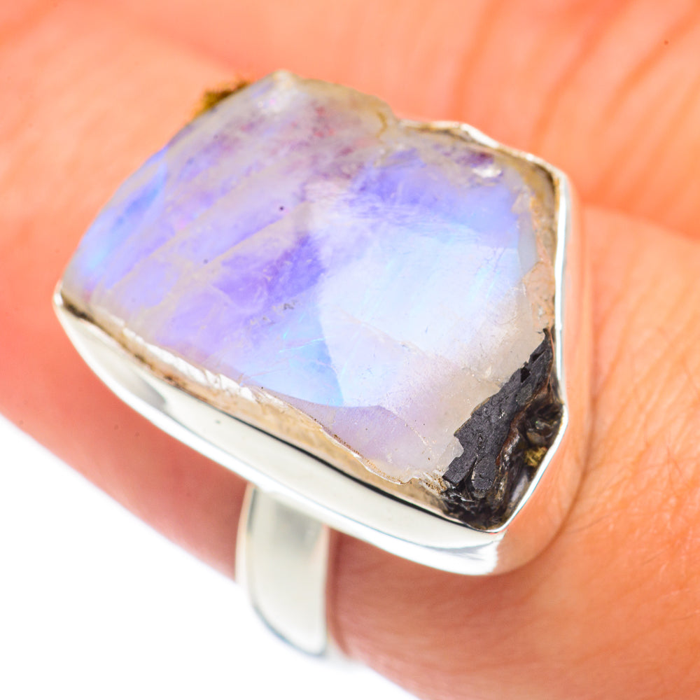 Rainbow Moonstone Rings handcrafted by Ana Silver Co - RING69546