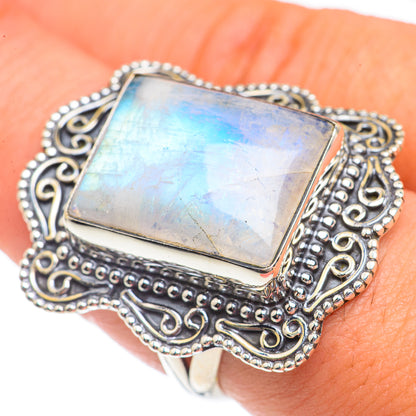 Rainbow Moonstone Rings handcrafted by Ana Silver Co - RING69548