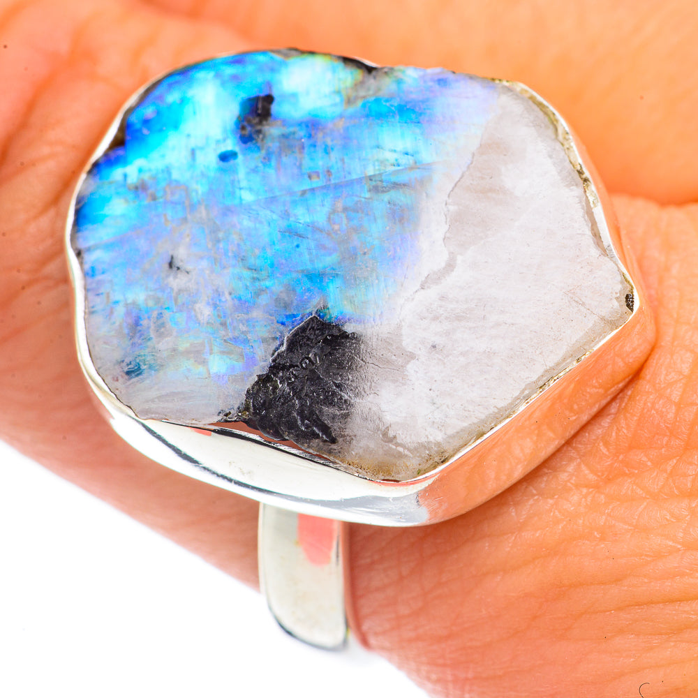 Rainbow Moonstone Rings handcrafted by Ana Silver Co - RING69549