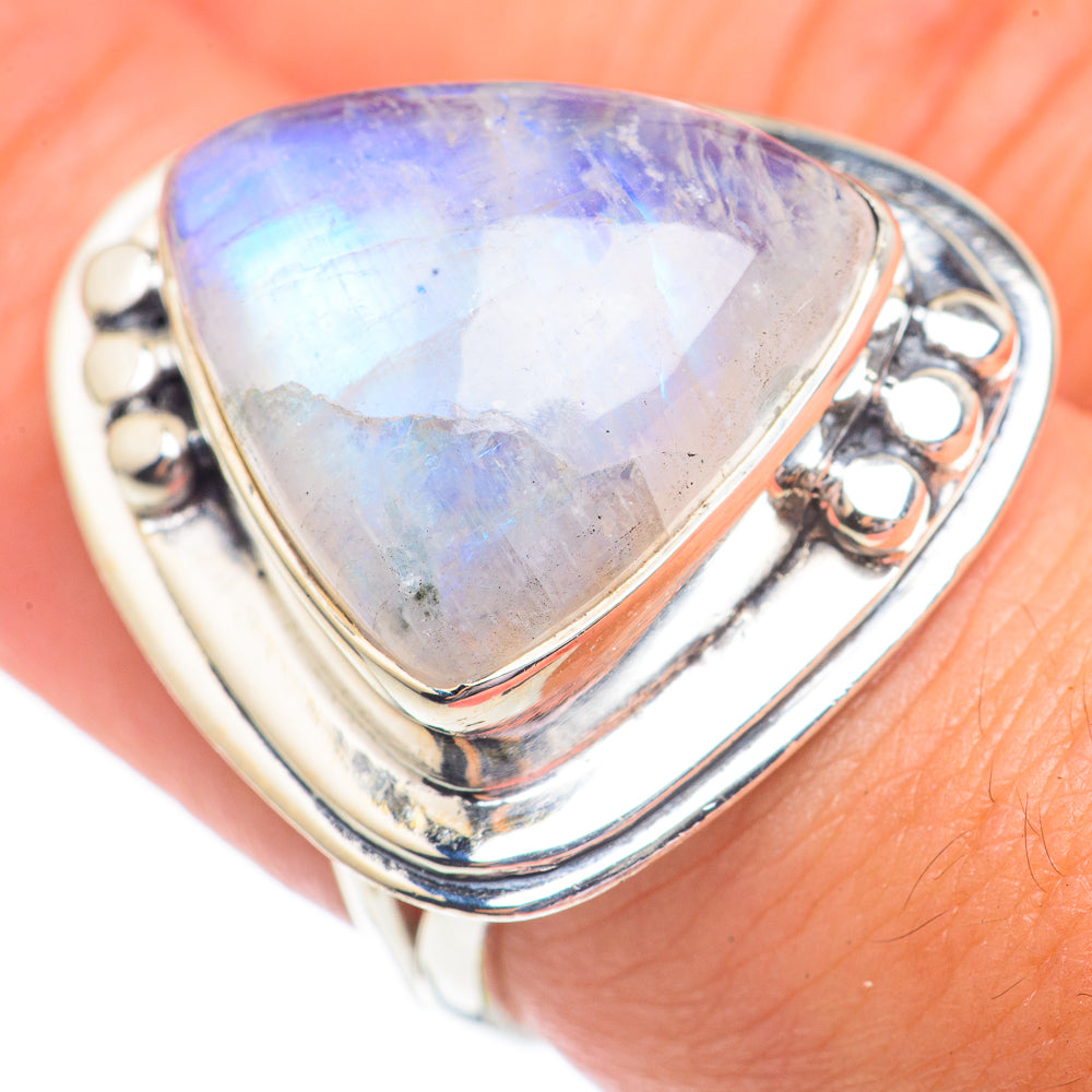 Rainbow Moonstone Rings handcrafted by Ana Silver Co - RING69550