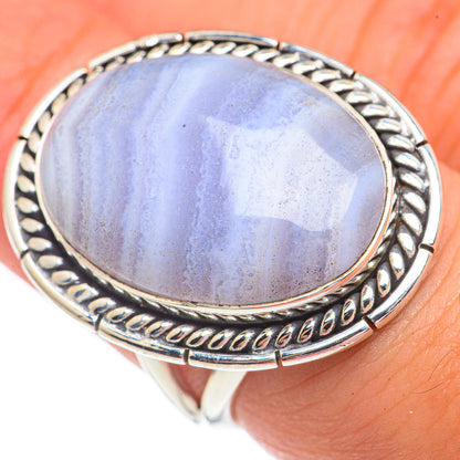 Blue Lace Agate Rings handcrafted by Ana Silver Co - RING69551