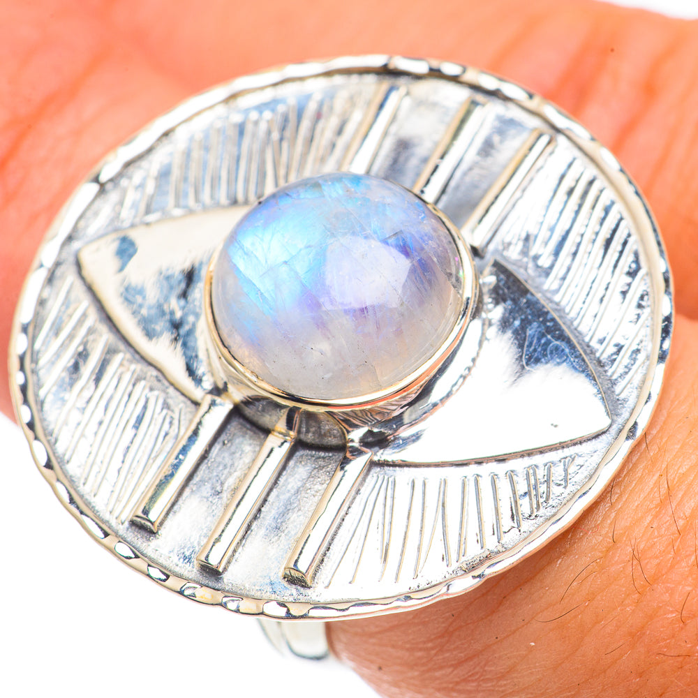 Rainbow Moonstone Rings handcrafted by Ana Silver Co - RING69553