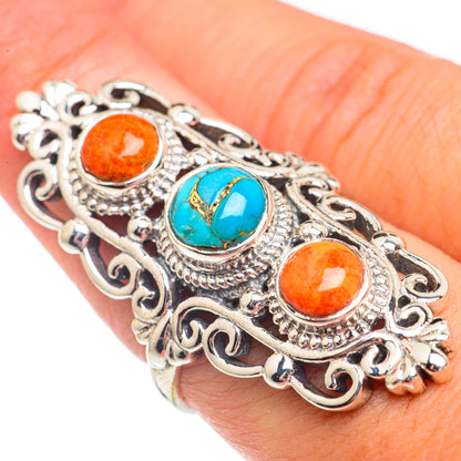 Blue Copper Composite Turquoise Rings handcrafted by Ana Silver Co - RING69555