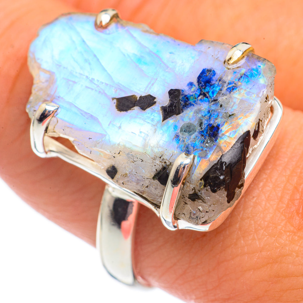 Rainbow Moonstone Rings handcrafted by Ana Silver Co - RING69588