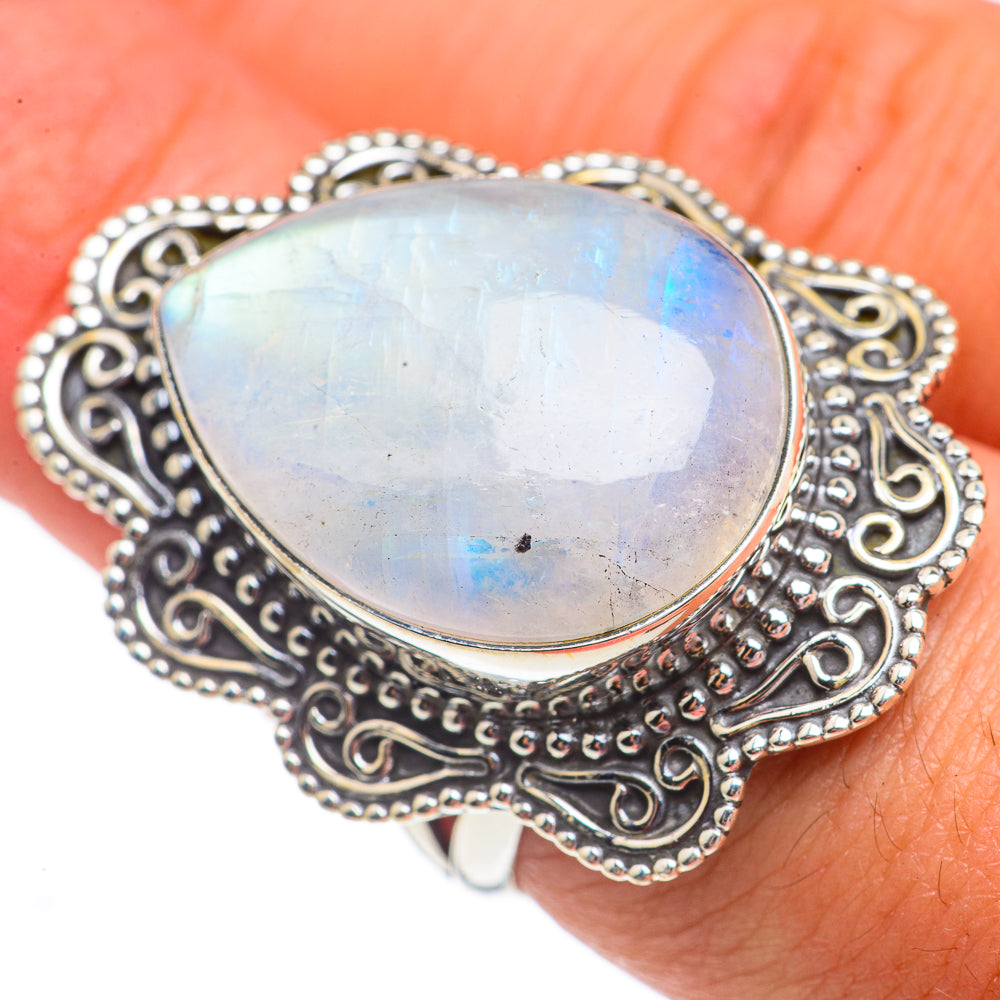 Rainbow Moonstone Rings handcrafted by Ana Silver Co - RING69590