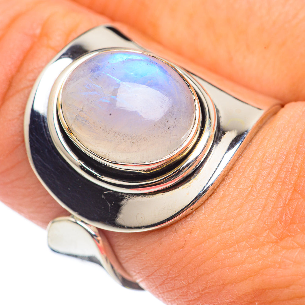 Rainbow Moonstone Rings handcrafted by Ana Silver Co - RING69632