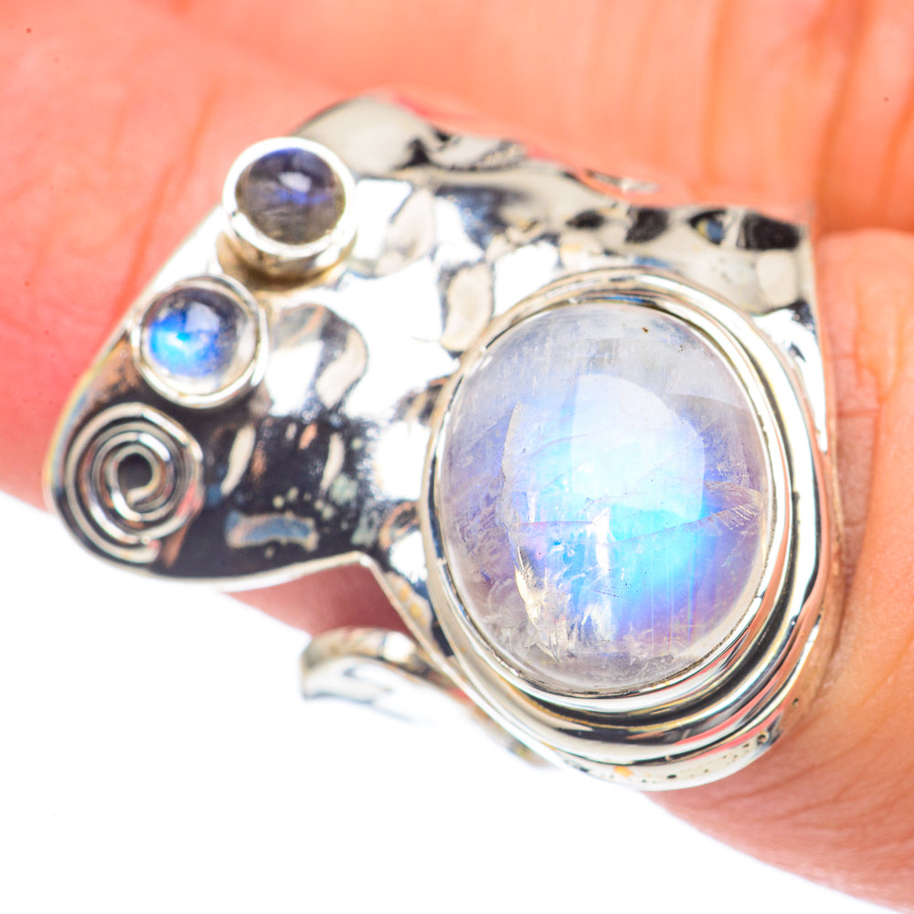 Rainbow Moonstone Rings handcrafted by Ana Silver Co - RING69633