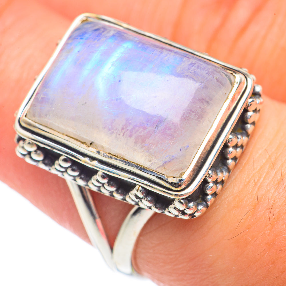 Rainbow Moonstone Rings handcrafted by Ana Silver Co - RING69634
