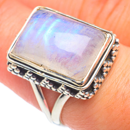 Rainbow Moonstone Rings handcrafted by Ana Silver Co - RING69634