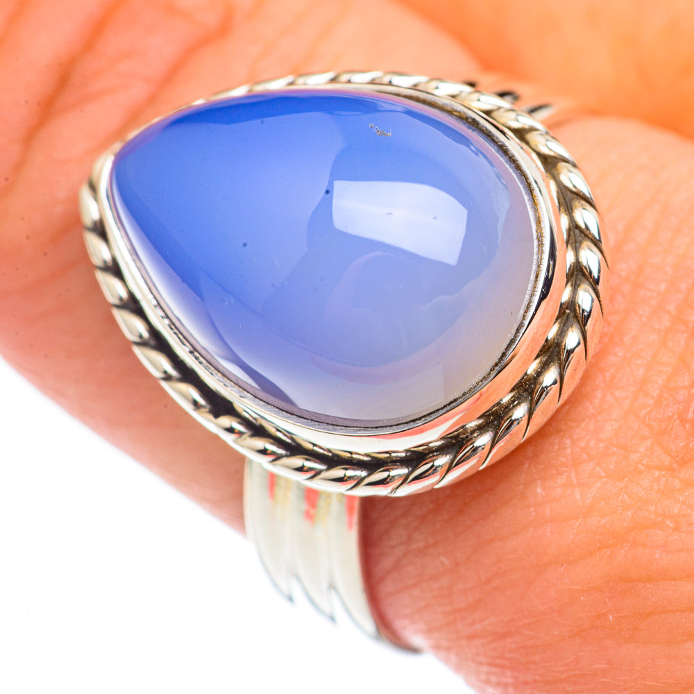 Aqua Chalcedony Rings handcrafted by Ana Silver Co - RING69646