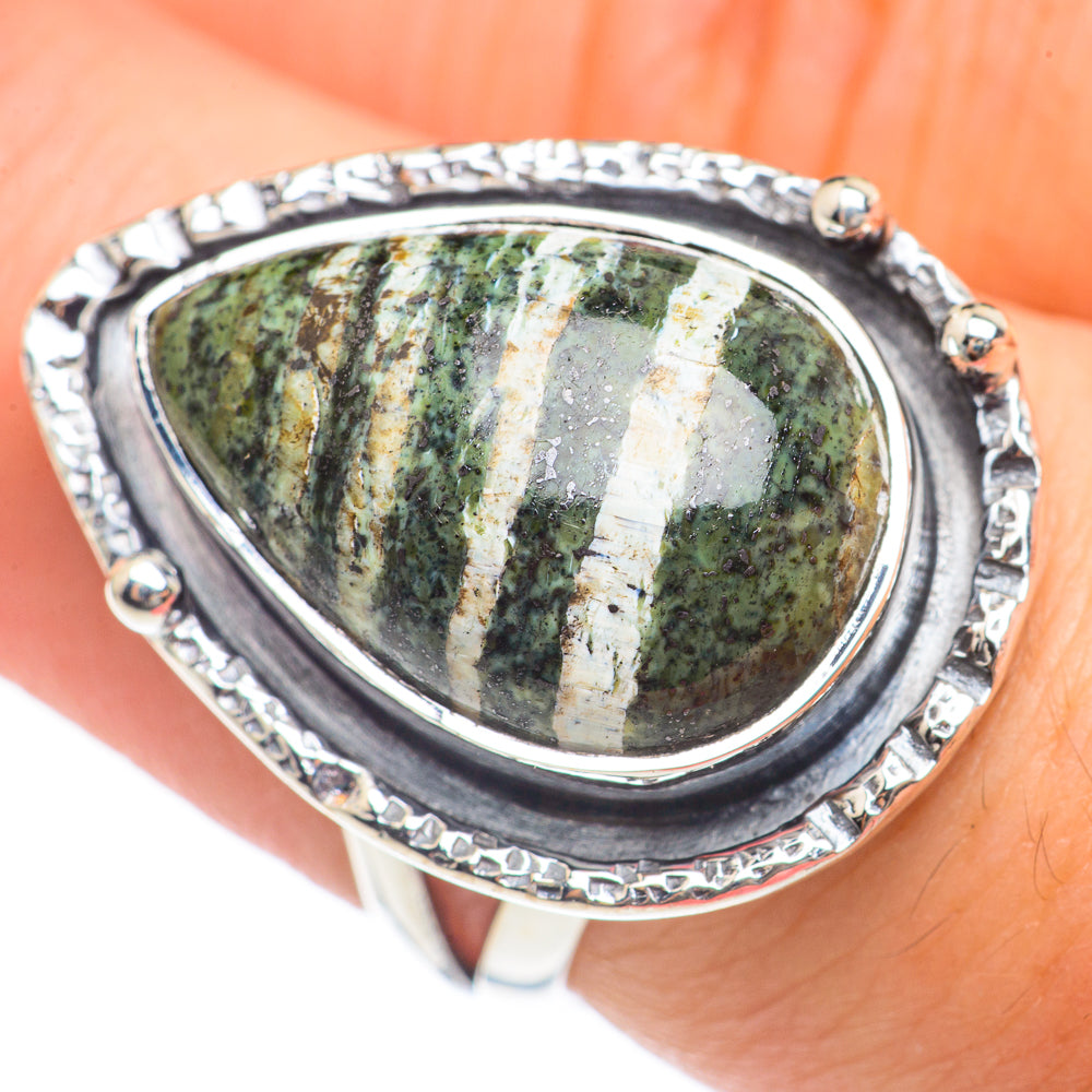Green Vein Jasper Rings handcrafted by Ana Silver Co - RING69653