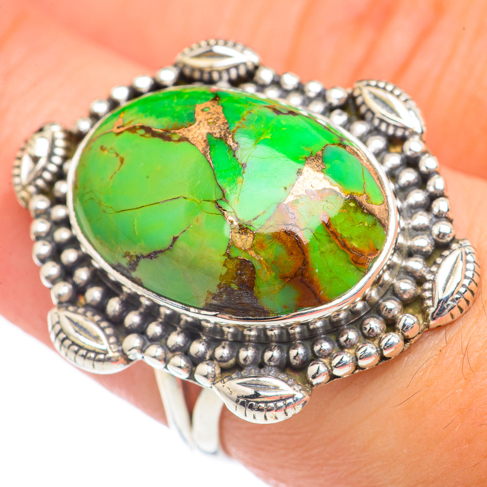 Green Copper Composite Turquoise Rings handcrafted by Ana Silver Co - RING69654