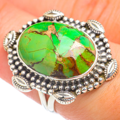 Green Copper Composite Turquoise Rings handcrafted by Ana Silver Co - RING69654